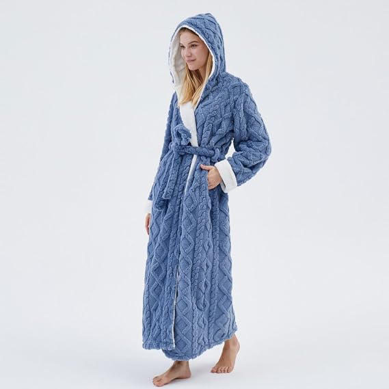 HearthStone™ Plush Fleece Hooded Robes for Women Winter Warm Housecoat 5