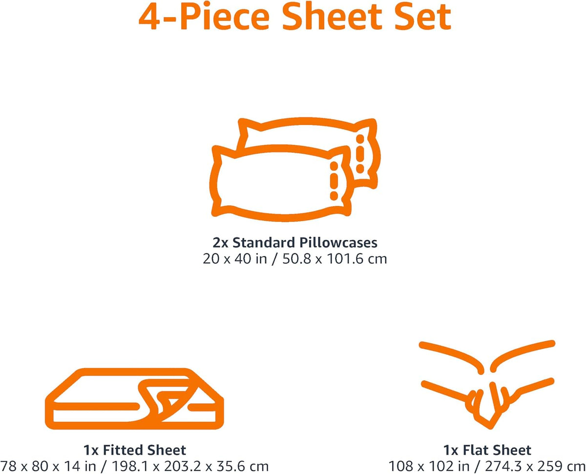 HearthStone™ Basics 4 Piece Bed Sheets Set, 100% Cotton Jersey, Includes Super Soft, Flat and Fitted Sheets 4