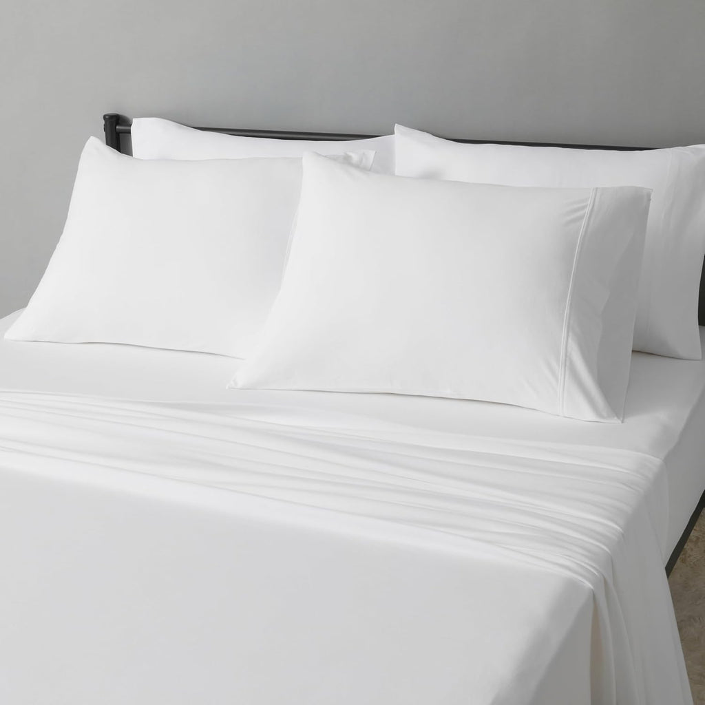 HearthStone™ Basics 4 Piece Bed Sheets Set, 100% Cotton Jersey, Includes Super Soft, Flat and Fitted Sheets 4