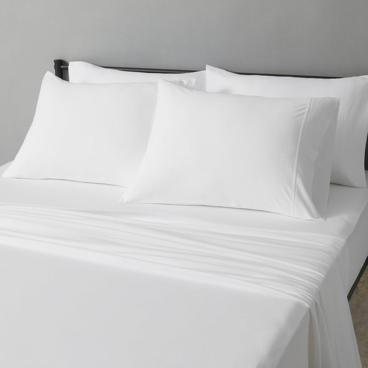 HearthStone™ Basics 4 Piece Bed Sheets Set, 100% Cotton Jersey, Includes Super Soft, Flat and Fitted Sheets 4