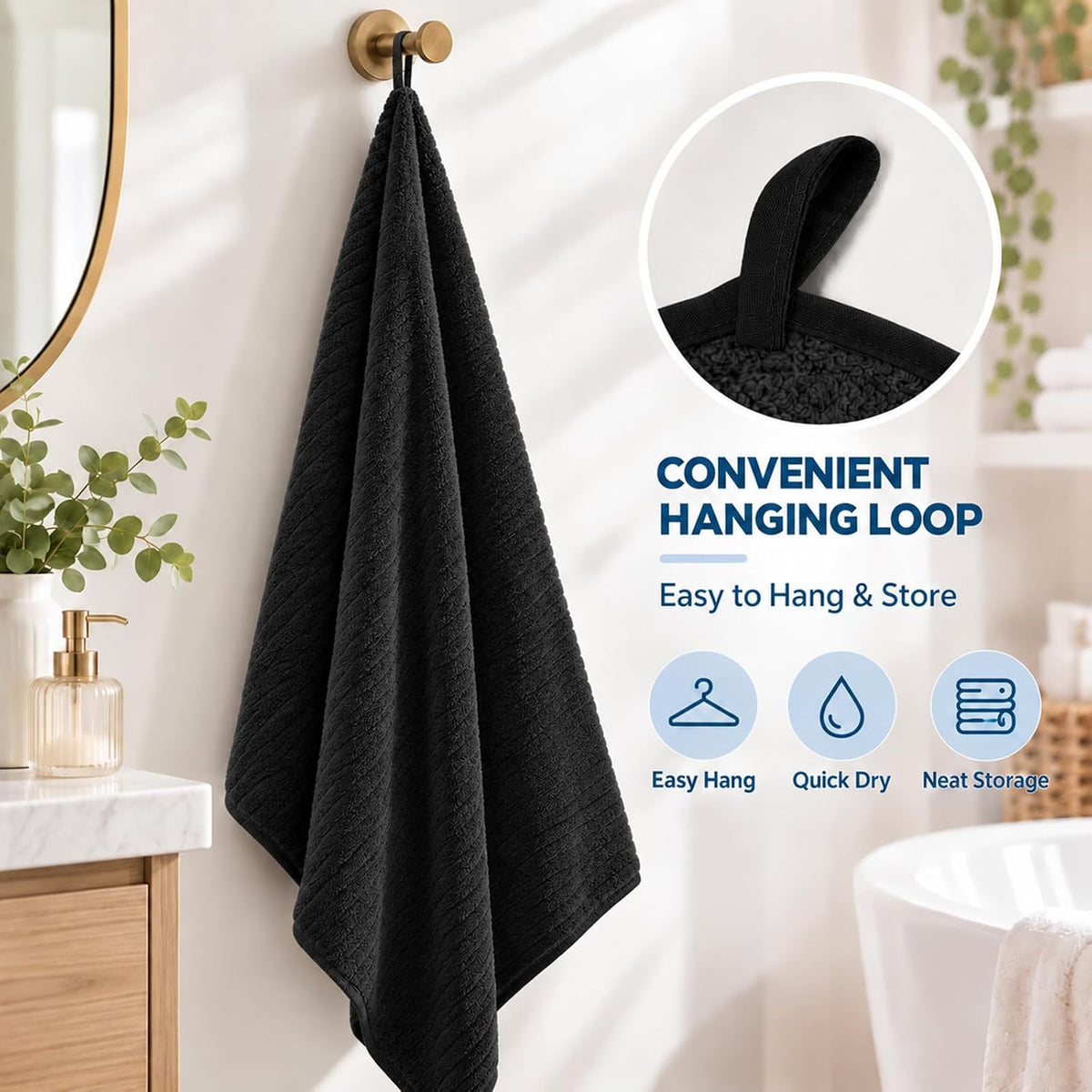 HearthStone™ Light Weight, High Absorbent, Quick Dry, Oversized Bath Shower Sheet 3