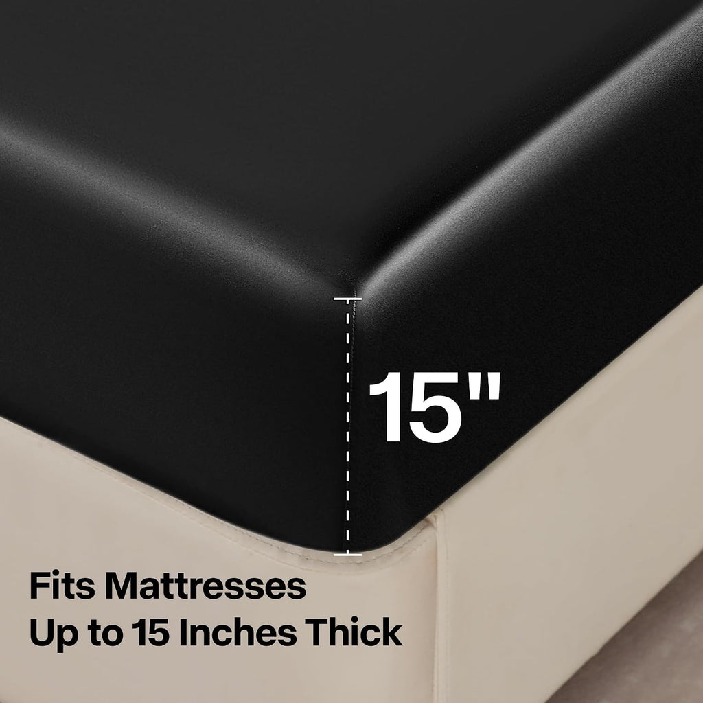 HearthStone™ Satin Sheets Queen Size Bed Set, Black, 4 Pieces 3
