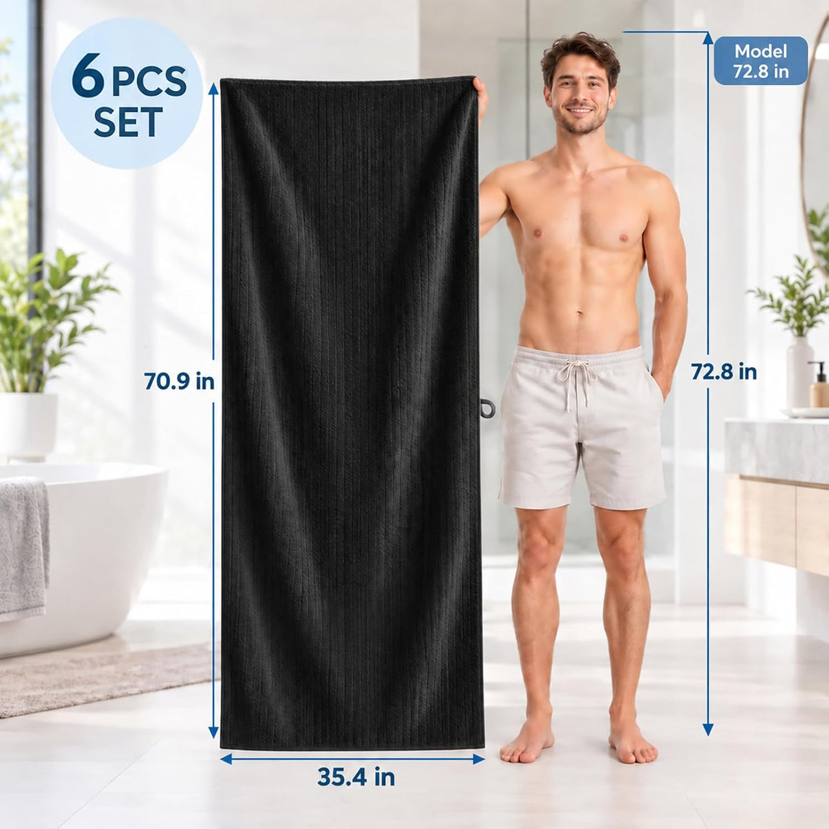 HearthStone™ Light Weight, High Absorbent, Quick Dry, Oversized Bath Shower Sheet 3
