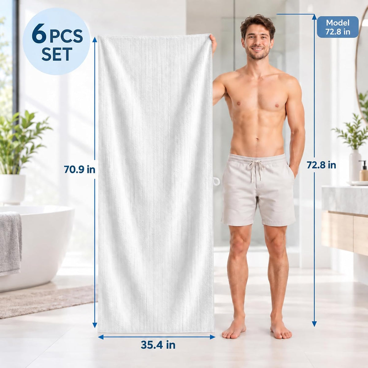 HearthStone™ Light Weight, High Absorbent, Quick Dry, Oversized Bath Shower Sheet 3