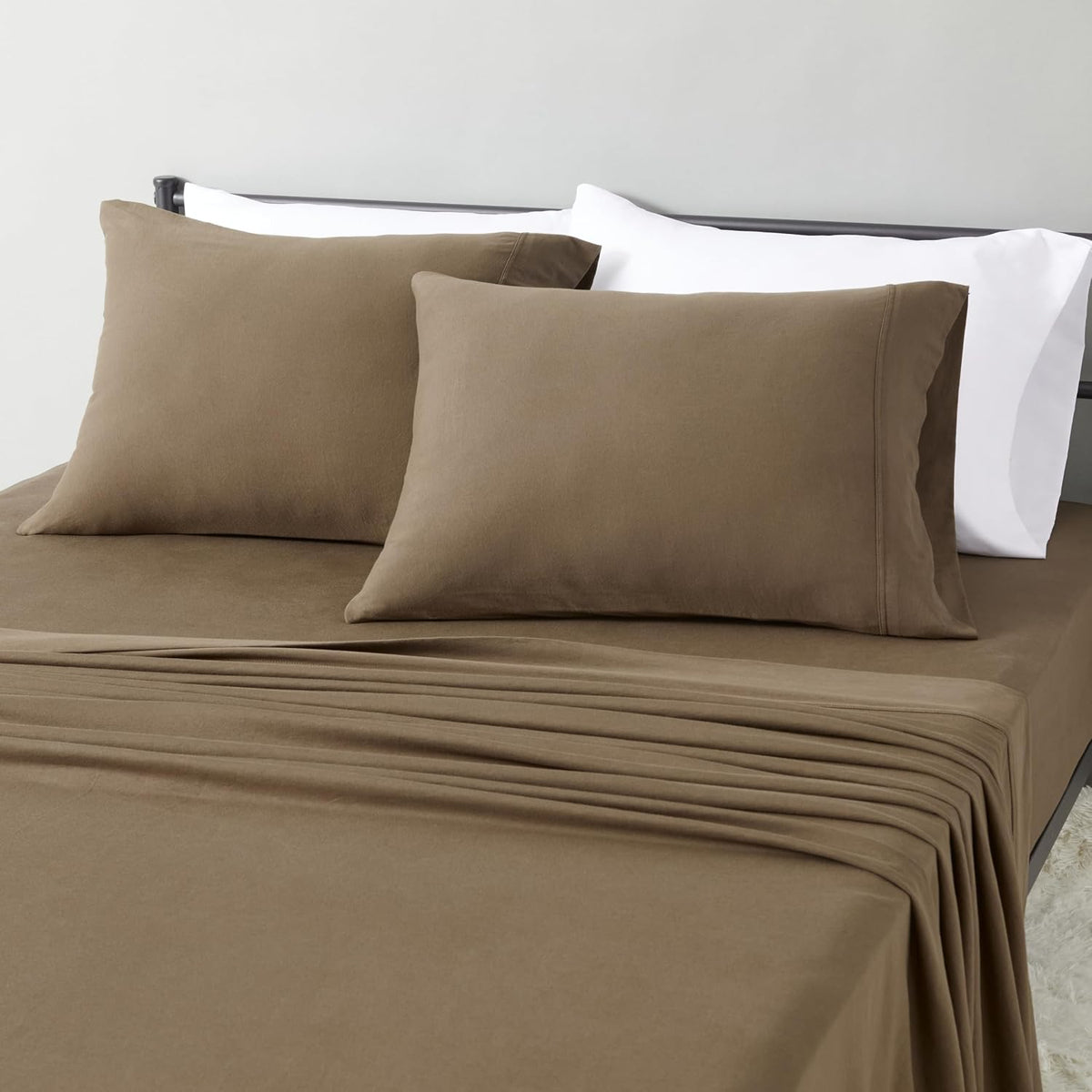 HearthStone™ Basics 4 Piece Bed Sheets Set, 100% Cotton Jersey, Includes Super Soft, Flat and Fitted Sheets 4