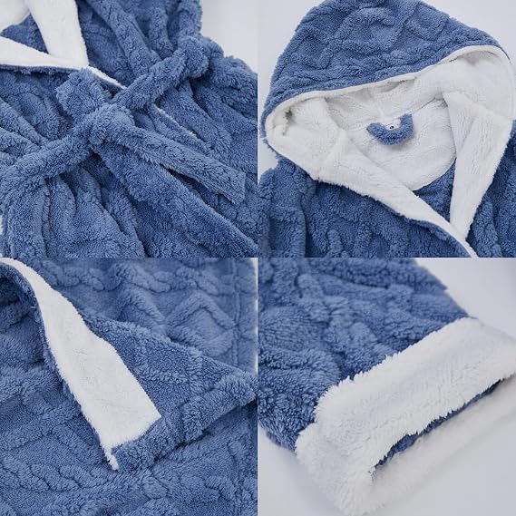 HearthStone™ Plush Fleece Hooded Robes for Women Winter Warm Housecoat 5