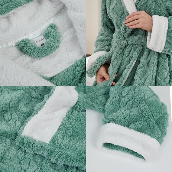 HearthStone™ Plush Fleece Hooded Robes for Women Winter Warm Housecoat 5