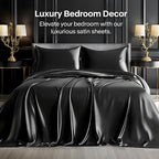 HearthStone™ Satin Sheets Queen Size Bed Set, Black, 4 Pieces 3