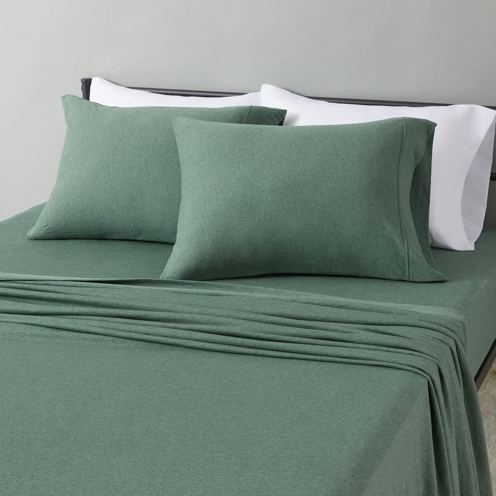 HearthStone™ Basics 4 Piece Bed Sheets Set, 100% Cotton Jersey, Includes Super Soft, Flat and Fitted Sheets 4