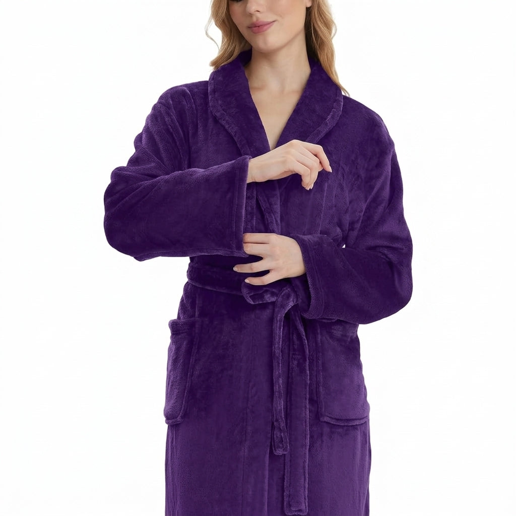 HearthStone™ Long Fuzzy Lightweight Bath Robe with Pockets for Shower 2