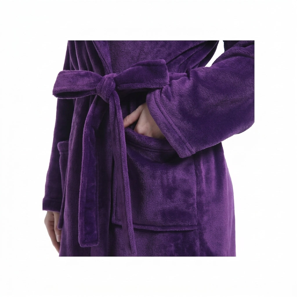 HearthStone™ Long Fuzzy Lightweight Bath Robe with Pockets for Shower 2