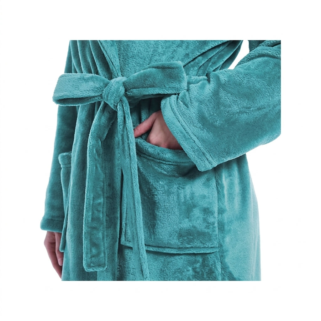 HearthStone™ Long Fuzzy Lightweight Bath Robe with Pockets for Shower 2