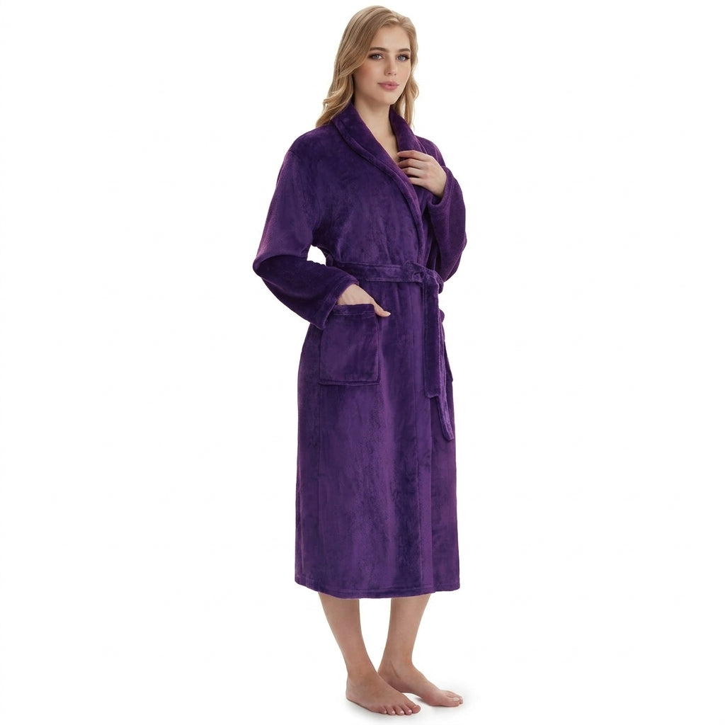 HearthStone™ Long Fuzzy Lightweight Bath Robe with Pockets for Shower 2