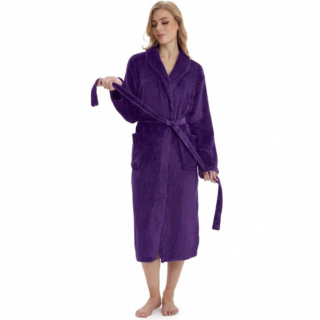 HearthStone™ Long Fuzzy Lightweight Bath Robe with Pockets for Shower 2