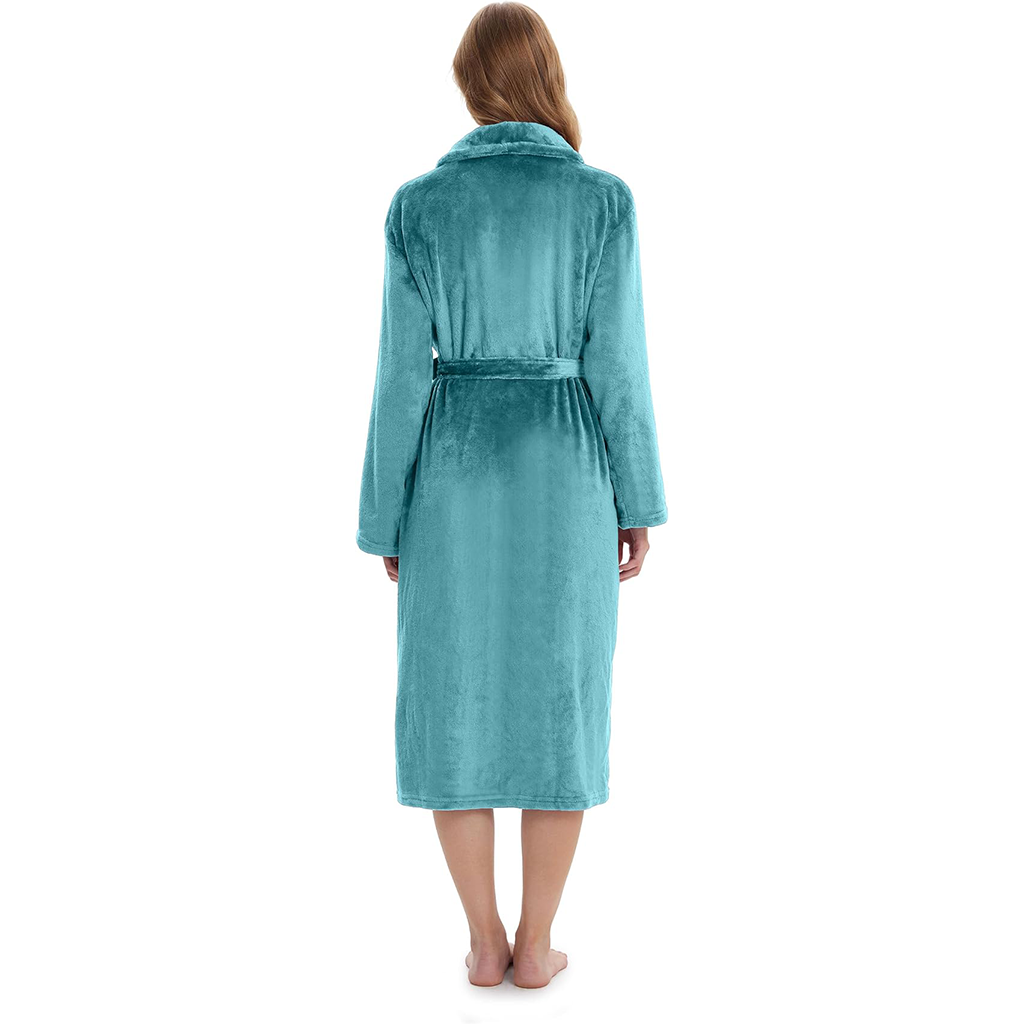 HearthStone™ Long Fuzzy Lightweight Bath Robe with Pockets for Shower 2