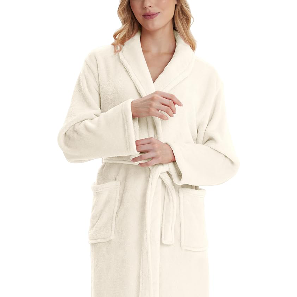 HearthStone™ Long Fuzzy Lightweight Bath Robe with Pockets for Shower 2